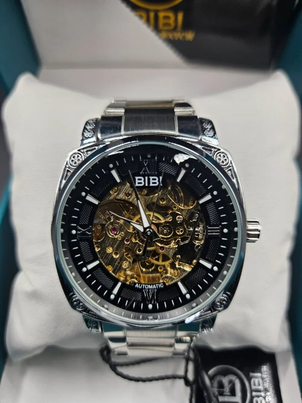 BIBI Automatic Mechanical Skeleton Watch Stainless Steel